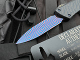 CONSIGNMENT Marfione Custom Combat Troodon D/E Blue Twill Carbon Fiber Topped Body w/ Blue Ringed Titanium Hardware and Blued M