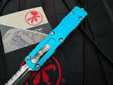 PREOWNED Microtech Dirac D/E Turquoise Aluminum Body w/ Satin Full Serrated Blade (2.92") 225-6TQ