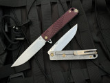Medford M-48 Flipper Red Aluminum/Tumbled Titanium Body w/ Bronzed Titanium Hardware and Tumbled Plain Edge Blade (3.9")