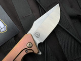 PRE-OWNED Something Obscene Company Mini J-Cape Flipper Rosey Bronzed Titanium Body w/ CPM 20CV Satin Finished Plain Edge Blade