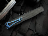 Heretic Knives Cleric II D/E Black Aluminum and Carbon Fiber Body w/ Blue Ti Accents and Magnacut Stonewashed Plain Edge Blade (4.25") H020-2A-CF/BLU