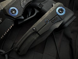 Heretic Knives Wraith Manual V3 S/E Flipper Integral DLC Titanium and Carbon Fiber Body w/ Blue Titanium Accents and Magncut DL