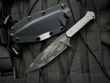 Blackside Customs Fedele X Fixed Blade Textured Titanium Scales w/ Magnacut OD Green Multi Cam Cerakote Blade (4.25")