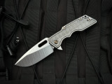 Attention2Detail Mercantile Custom MK1 Medium Folder 2-Tone Basket Weave Titanium Body w/ Magnacut Satin Finished Drop Point Bl