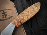 Jason Clark Custom Knives Model 37 Folder Black Ash Burl Scales w/ Zirc Bolster and CPM 154 Mirror Polished Blade (3.3")