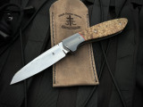 Jason Clark Custom Knives Model 37 Folder Black Ash Burl Scales w/ Zirc Bolster and CPM 154 Mirror Polished Blade (3.3")