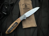Jason Clark Custom Knives Model 37 Folder Black Ash Burl Scales w/ Zirc Bolster and CPM 154 Mirror Polished Blade (3.3")