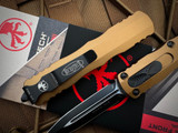 Microtech Dirac D/E Tan Aluminum Body w/ Black Plain Edge Blade (2.92") 225-1TA