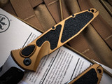 Microtech Socom Elite Auto S/E Tan Aluminum Body w/ Two Tone Black Plain Edge Blade (4”) 160A-1TA