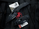 Microtech Stitch Auto Folder Tactical Black Aluminum Body w/ Black Partially Serrated Blade (3.75") 169-2T