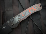 PRE-OWNED Heretic Knives Wraith Auto S/E Folder Orange Camo Carbon Fiber Body w/ Black Two Tone DLC Plain Edge Blade (3.6") H00