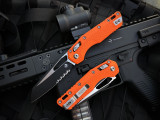 Microtech MSI S/E RAM-LOK Folder Orange Tri-Grip Polymer Body w/ M390MK Black Partially Serrated Blade (3.75") 210T-2PMOR
