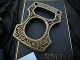 Burnley Cypop Single Finger Knuck Solid Acid Washed Brass w/ Engraved Scrollwork