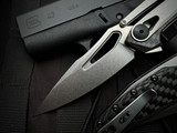 Zero Tolerance 0990 Flipper Carbon Fiber and Titanium Body w/ 20CV Stonewashed Plain Edge Blade (3.25") 0990