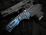 Medford Praetorian T Folder Blue "Lightning" Titanium Body w/ Black Hardware and S45VN DLC Tanto Blade (3.75")