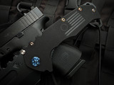 Medford Scout M/P Folder Black G10 Scales w/ DLC Pocket Clip, Blue Pivot, and D2 DLC Tanto Blade (3.75")