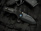 Medford Scout M/P Folder Black G10 Scales w/ DLC Pocket Clip, Blue Pivot, and D2 DLC Tanto Blade (3.75")