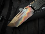 Medford Knives Marauder-H Black/Brushed Gold-Rose "Blades Of Grass" Titanium Body w/ DLC Pocket Clip and S45VN Vulcan Tanto Bla