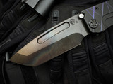Medford Knives Marauder-H Black/Brushed Blue/Violet "Laser Tag" Titanium Body w/ DLC Pocket Clip and S45VN Vulcan Tanto Blade