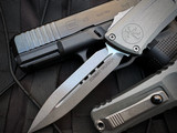 Microtech Gen III Combat Troodon D/E Natural Clear Aluminum Body w/ M390MK Apocalyptic Plain Edge Blade (3.8") 1142-10APNC