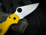 Spyderco Paramilitary 3 Folder Salt Series Yellow FRN Lightweight Body w/ CPM Magnacut Stonewashed Plain Edge Blade (2.93") C22
