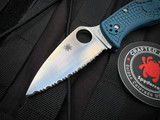 Spyderco Leaf Jumper Folder Blue FRN Lightweight Body w/ K390 Full Serrated Blade (3.09") C262SBLK390
