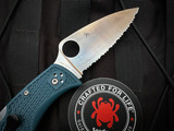 Spyderco Leaf Jumper Folder Blue FRN Lightweight Body w/ K390 Full Serrated Blade (3.09") C262SBLK390