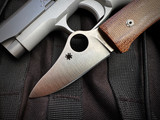 Spyderco SpyOpera LockBack Folder Brown Canvas Micarta Scales w/ LionSteel M390 Plain Edge Blade (2.9") C255CMP