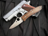Spyderco SpyOpera LockBack Folder Brown Canvas Micarta Scales w/ LionSteel M390 Plain Edge Blade (2.9") C255CMP