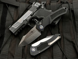 Heretic Knives Pariah Auto Folder Black Aluminum Body w/ Magnacut Stonewashed Plain Edge Blade (3.77") H048-2A