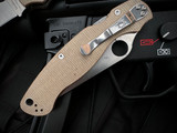 Spyderco Military 2 Brown Canvas Micarta Scales w/ CPM Cruwear Plain Edge Blade (4") C36MPCW2
