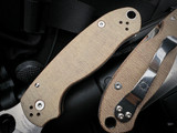 Spyderco Paramilitary 3 Folder Brown Canvas Micarta Scales w/ CPM Cruwear Plain Edge Blade (2.93") C223MPCW