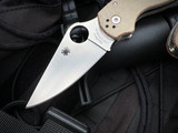 Spyderco Paramilitary 3 Folder Brown Canvas Micarta Scales w/ CPM Cruwear Plain Edge Blade (2.93") C223MPCW