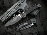 Microtech Gen III LUDT S/E Auto Folder Black Aluminum Body w/ M390MK Black Plain Edge Blade (3.5") 1135-1T