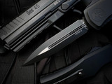 Microtech Hera II Tactical Black Aluminum Body w/ M390MK Black Plain Edge Blade (4") 1702-1T