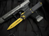 Microtech Gen III Combat Troodon D/E Black Aluminum Body w/ M390MK Yellow Plain Edge Blade/Hardware (3.8") 1142-1YWSK