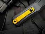 Microtech Gen III Combat Troodon D/E Black Aluminum Body w/ M390MK Yellow Hardware/Full Serrated Blade (3.8") 1142-3YWSK