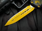 Microtech Gen III Combat Troodon D/E Black Aluminum Body w/ M390MK Yellow Hardware/Full Serrated Blade (3.8") 1142-3YWSK