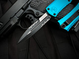 Microtech Hera II Mini Bayonet Turquoise Aluminum Body w/ Black Partially Serrated Blade (2.875") 1701M-2TQ