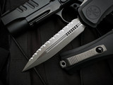 Microtech Hera II Black Aluminum Body w/ M390MK Apocalyptic Full Serrated Blade (4") 1702-12AP