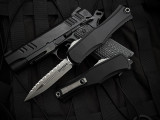 Microtech Hera II Black Aluminum Body w/ M390MK Apocalyptic Full Serrated Blade (4") 1702-12AP