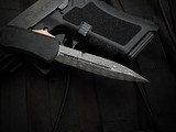 Microtech Hera II Mini Bayonet Black Claw Burst Deep Engraved Body w/ Damascus Plain Edge Blade (2.875") 1701M-16CBS