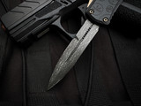 Microtech Hera II Mini Bayonet Black Claw Burst Deep Engraved Body w/ Damascus Plain Edge Blade (2.875") 1701M-16CBS