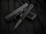 Microtech Hera II Mini Bayonet Black Claw Burst Deep Engraved Body w/ Damascus Plain Edge Blade (2.875") 1701M-16CBS