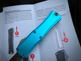 Microtech Hera II Mini Bayonet Turquoise Aluminum Body w/ Stonewashed Plain Edge Blade (2.875") 1701M-10TQ