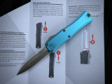 Microtech Hera II Mini Bayonet Turquoise Aluminum Body w/ Stonewashed Plain Edge Blade (2.875") 1701M-10TQ