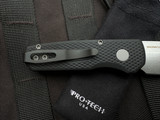 PRE-OWNED Pro-Tech Runt 5 Auto Folder Black Textured Aluminum Handle w/ Stonewashed Magnacut Plain Edge Reverse Tanto Blade (1.