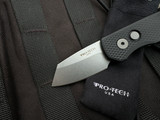 PRE-OWNED Pro-Tech Runt 5 Auto Folder Black Textured Aluminum Handle w/ Stonewashed Magnacut Plain Edge Reverse Tanto Blade (1.