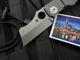 PRE-OWNED Spyderco Stovepipe Folder Titanium Stonewashed Body w/ 20CV Stonewashed Plain Edge Blade (2.8") C260TIP