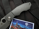 PRE-OWNED Spyderco Stovepipe Folder Titanium Stonewashed Body w/ 20CV Stonewashed Plain Edge Blade (2.8") C260TIP